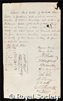 Wilks, Mark: certificate of election to the Royal Society