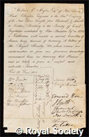 Mylne, William Chadwell: certificate of election to the Royal Society