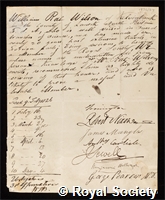 Wilson, William Rae: certificate of election to the Royal Society