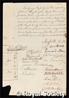 Nayler, Sir George: certificate of election to the Royal Society