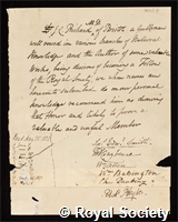 Prichard, James Cowles: certificate of election to the Royal Society