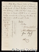 Mahon, Philip Henry, 5th Earl Stanhope: certificate of election to the Royal Society