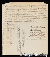 Blackman, James: certificate of election to the Royal Society