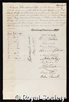 Blanshard, Richard: certificate of election to the Royal Society