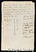 Morichini, Domenico Pini: certificate of election to the Royal Society