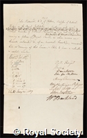 Harwood, John: certificate of election to the Royal Society