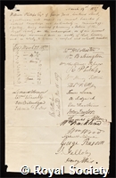 Phillips, William: certificate of election to the Royal Society