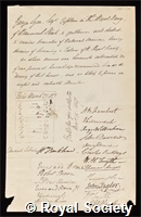 Lyon, George Francis: certificate of election to the Royal Society