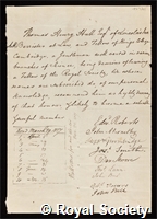 Hall, Thomas Henry: certificate of election to the Royal Society