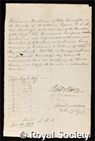 Beetham, William: certificate of election to the Royal Society