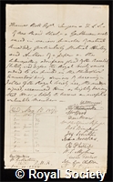 Bell, Thomas: certificate of election to the Royal Society