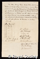 Hamilton, Henry Parr: certificate of election to the Royal Society