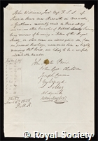 Williams, John: certificate of election to the Royal Society