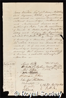 Walker, James: certificate of election to the Royal Society