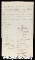 Daniell, Edmund Robert: certificate of election to the Royal Society