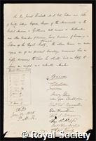 Forshall, Josiah: certificate of election to the Royal Society