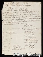 Thompson, Thomas Perronet: certificate of election to the Royal Society