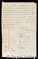 Coddington, Henry: certificate of election to the Royal Society