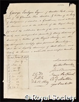 Evelyn, George: certificate of election to the Royal Society