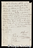 Edwards, William Frederick: certificate of election to the Royal Society