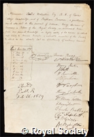 Wollaston, Alexander Luard: certificate of election to the Royal Society