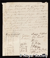 Elliotson, John: certificate of election to the Royal Society