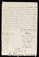 Bosworth, Joseph: certificate of election to the Royal Society