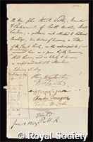 Wortley, John Stuart-, 2nd Baron Wharncliffe: certificate of election to the Royal Society