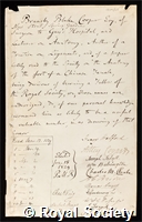 Cooper, Bransby Blake: certificate of election to the Royal Society