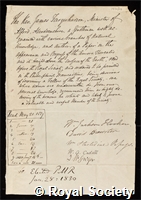 Farquharson, James: certificate of election to the Royal Society