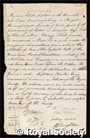 Blake, Benjamin: certificate of election to the Royal Society