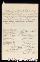 Meredith, William George: certificate of election to the Royal Society