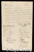 Wall, Charles Baring: certificate of election to the Royal Society