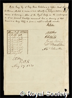 Pusey, Philip: certificate of election to the Royal Society