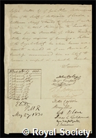 Watson, Ralph: certificate of election to the Royal Society