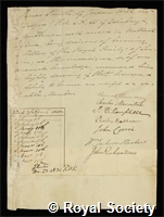 Smith, James: certificate of election to the Royal Society