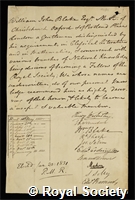 Blake, William John: certificate of election to the Royal Society