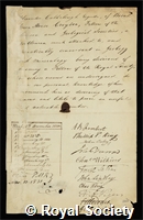Caldcleugh, Alexander: certificate of election to the Royal Society