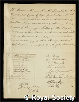 Turnbull, Thomas Smith: certificate of election to the Royal Society