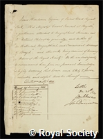 Henderson, James: certificate of election to the Royal Society