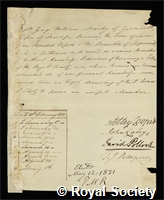 Manby, George William: certificate of election to the Royal Society