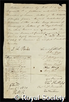 Wilkins, William: certificate of election to the Royal Society