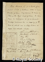 Hardwick, Philip: certificate of election to the Royal Society