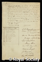 Madden, Sir Frederick: certificate of election to the Royal Society