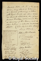 Hall, Marshall: certificate of election to the Royal Society