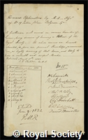 Elphinstone, Sir Howard: certificate of election to the Royal Society