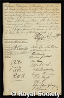 Tiedemann, Friedrich: certificate of election to the Royal Society