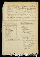 Clerke, Thomas Henry Shadwell: certificate of election to the Royal Society