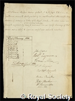 Davies, Thomas Stephens: certificate of election to the Royal Society