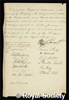 Jacobi, Karl Gustav Jacob: certificate of election to the Royal Society